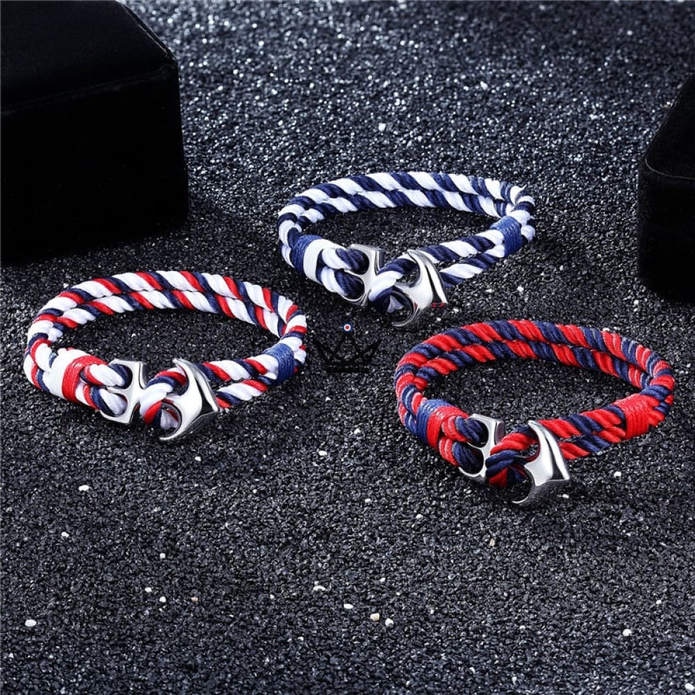 Neptun-Armband – Anker versilbert & Tau – 19 Farben Neptun-Armband – Anker versilbert & Tau – 19 Farben