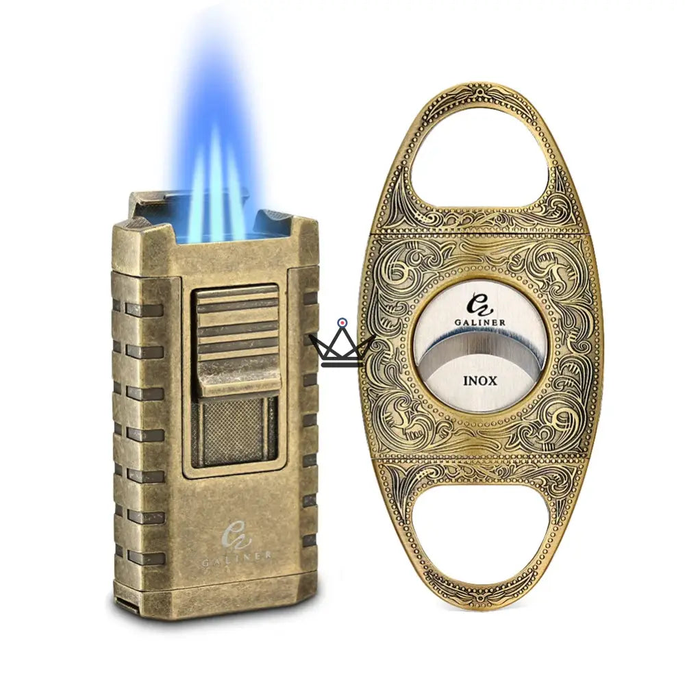 Prestige Heritage Edition Set — Dreiflammen-Blauflammenfeuerzeug & 24 mm Doppelklingen-Zigarrenabschneider | Ewiges Silber · Vintage Gold · Original Grau · Inklusive Sammlerbox Prestige Heritage Edition Set — Dreiflammen-Blauflammenfeuerzeug & 24 mm Doppelklingen-Zigarrenabschneider | Ewiges Silber · Vintage Gold · Original Grau · Inklusive Sammlerbox