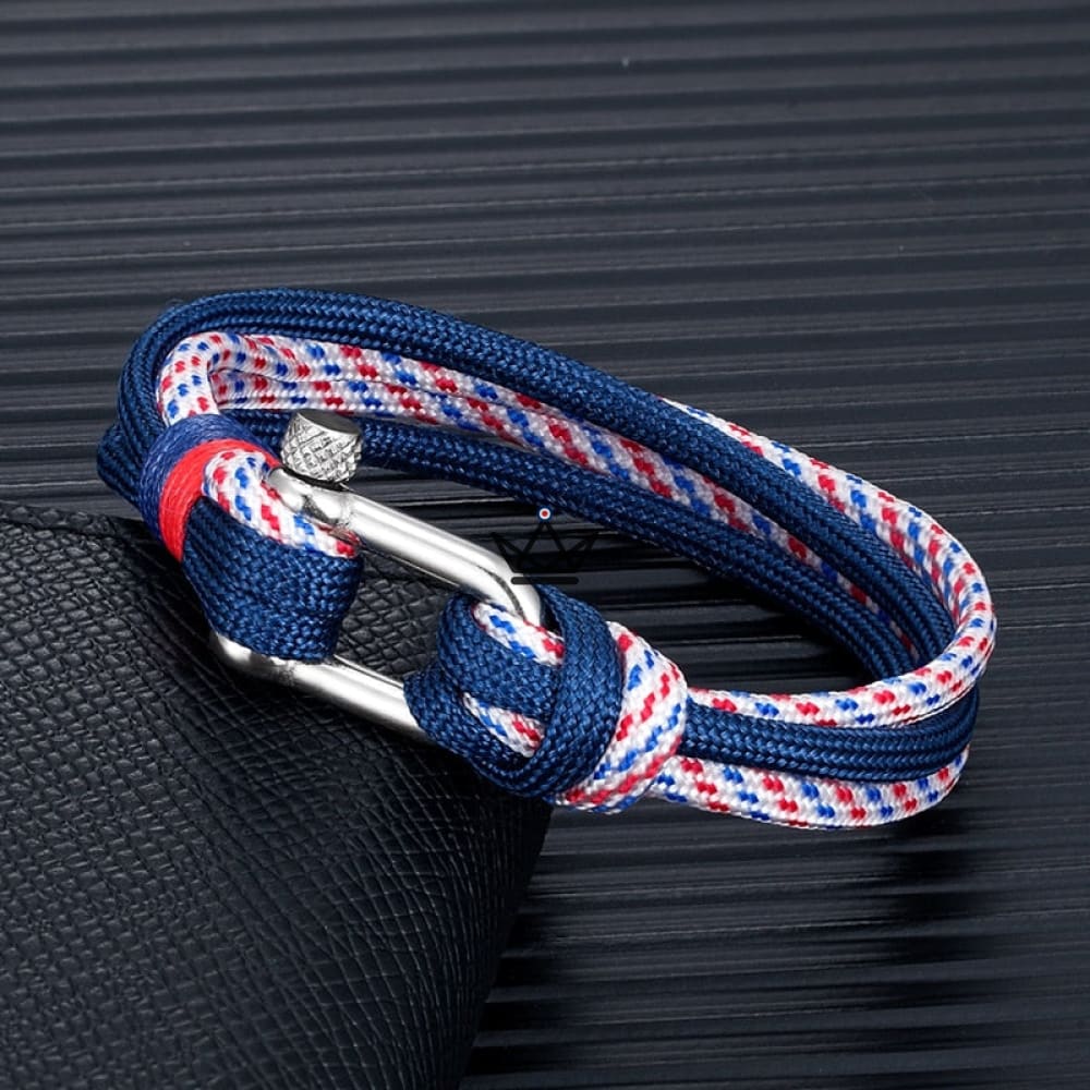 HADOCK BIG Bracelet - Enlarged Shackle Double Rope - 4 Colors — Blue red