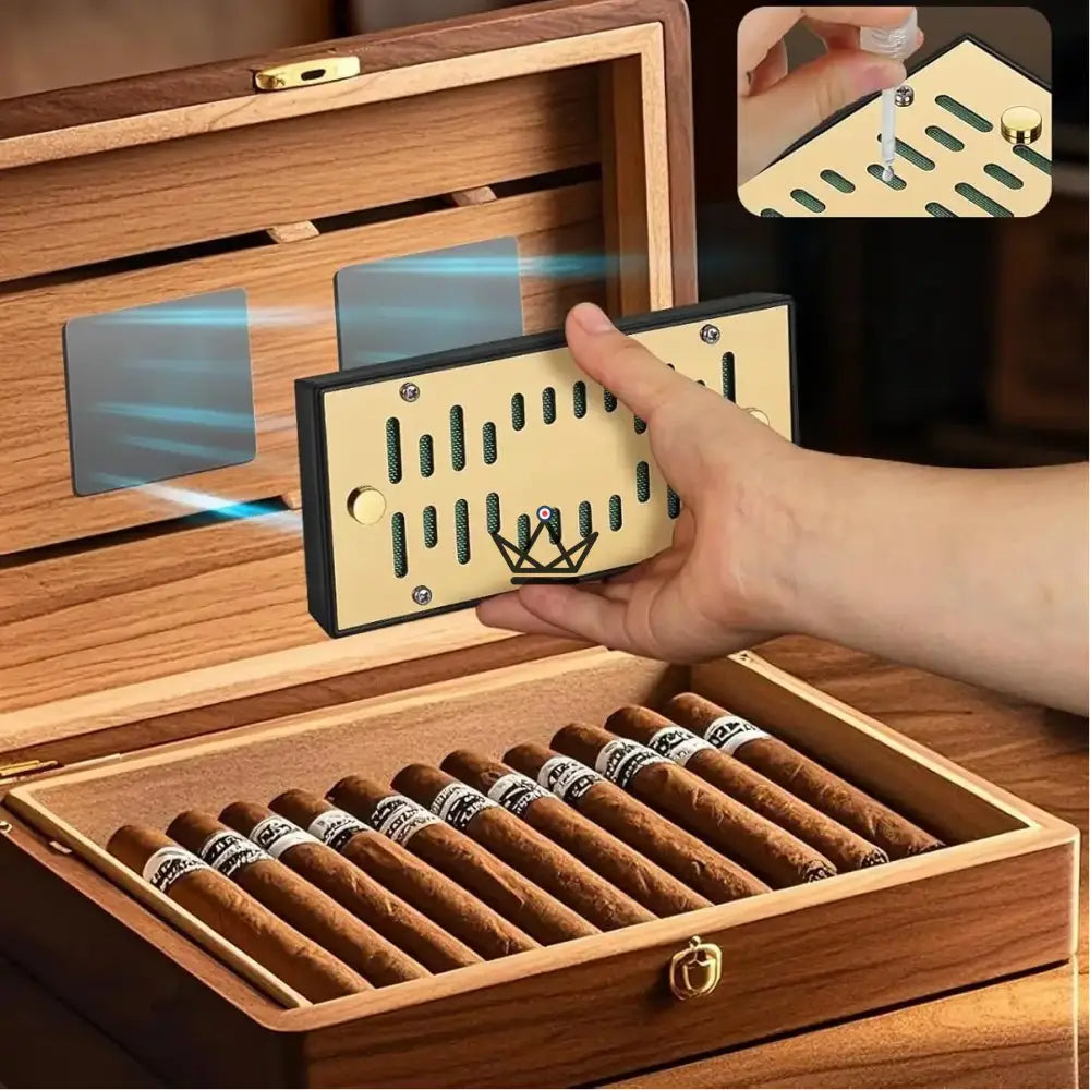 Zigarrenhumidor VENTIS CELL – Verstellbares Gitter, Oasis-Schaum | Gold oder Silber – Ansicht 4