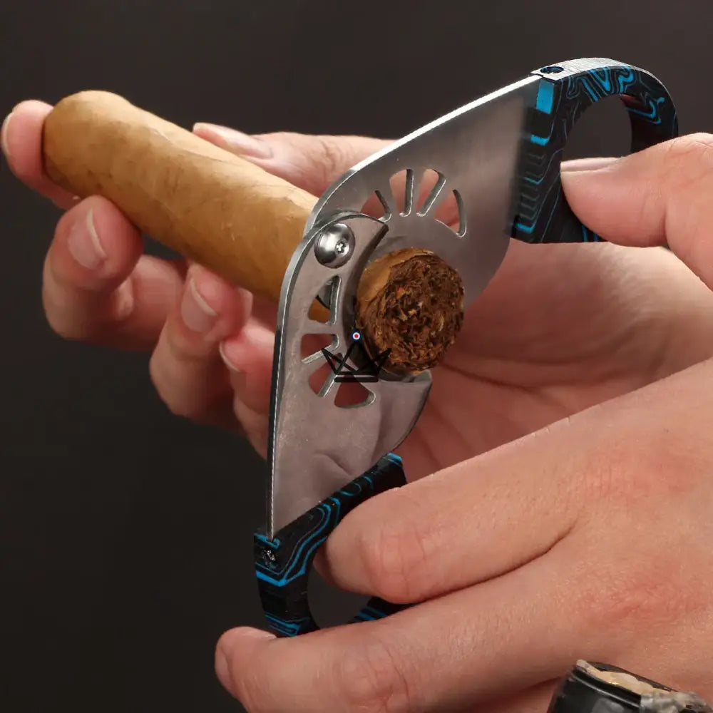 Master Cigar Cutter 100 — Stainless Steel Double Blade Guillotine, 60 Ring Gauge, Crimson & Midnight Colors, Orange Signature Box — view 6