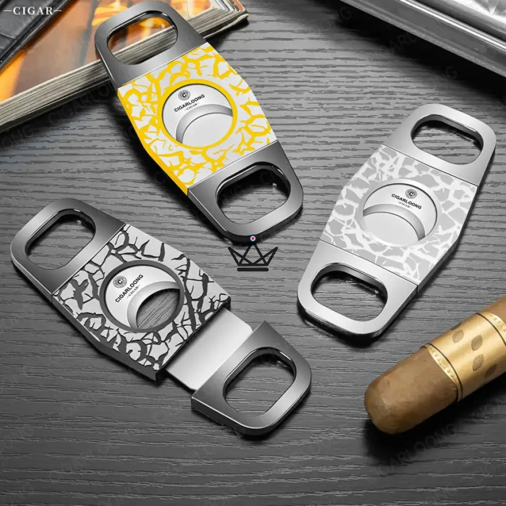 Fractalis Edition Cigar Cutter — Double Blade Guillotine Stainless Steel, Fractal Pattern, Ø 25 mm, 3 Variants, Rigid Gift Box Included — view 1