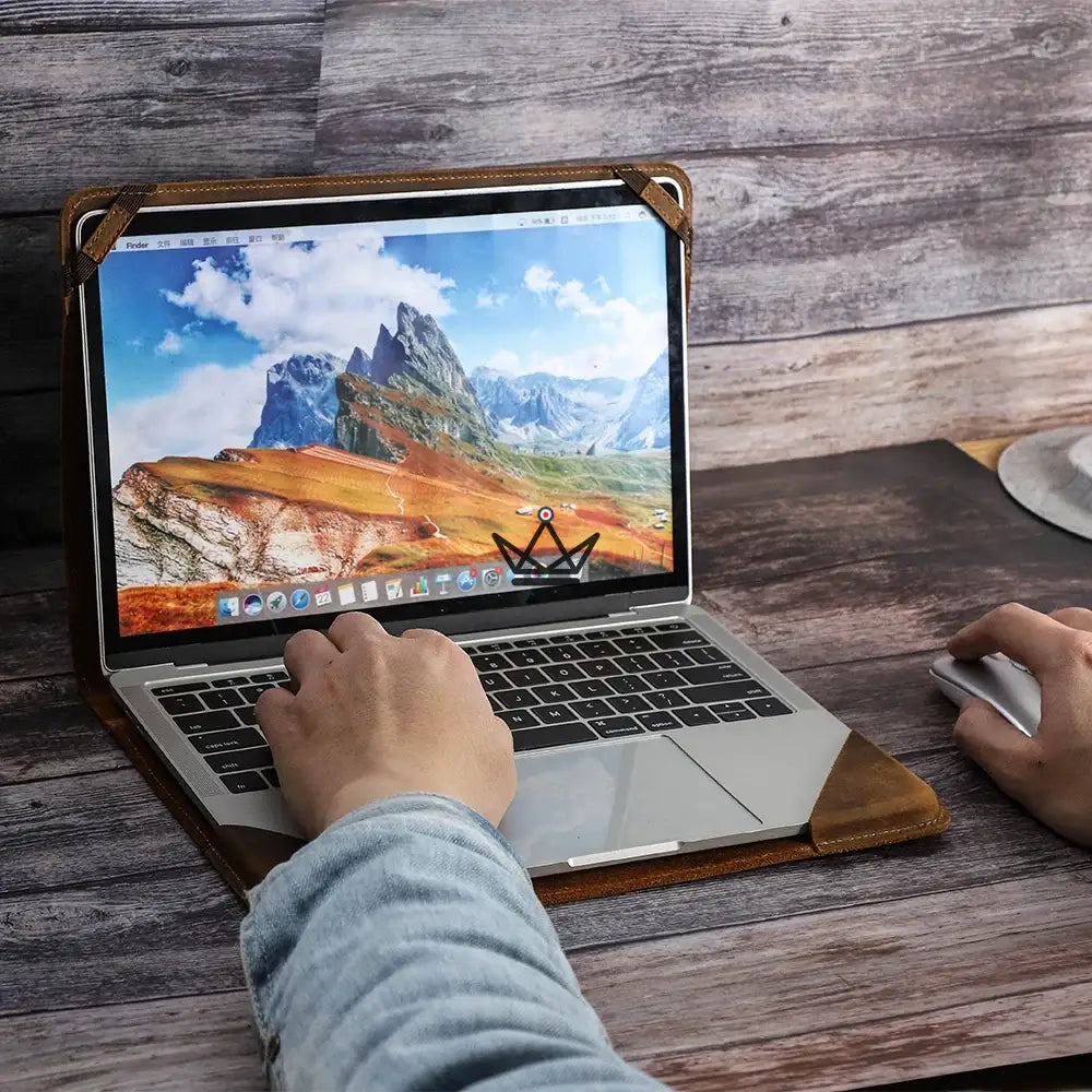 Personalisierbare MacBook-Ledertasche 13" - Voyageur RELIURE – Ansicht 6