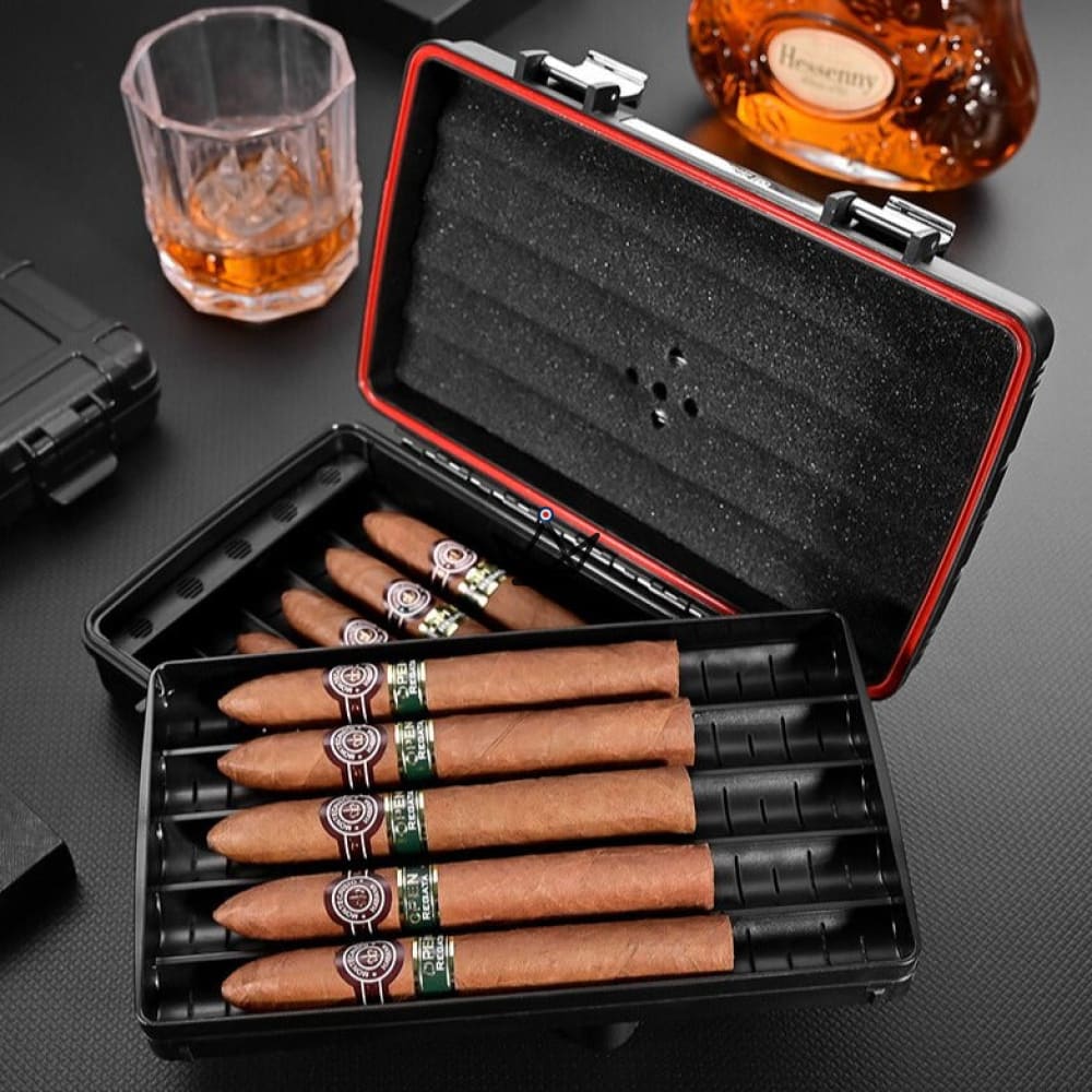 Reisehumidor RICK 21 — Stossfest, für 10 Zigarren, integrierter Hygrometer – Ansicht 2