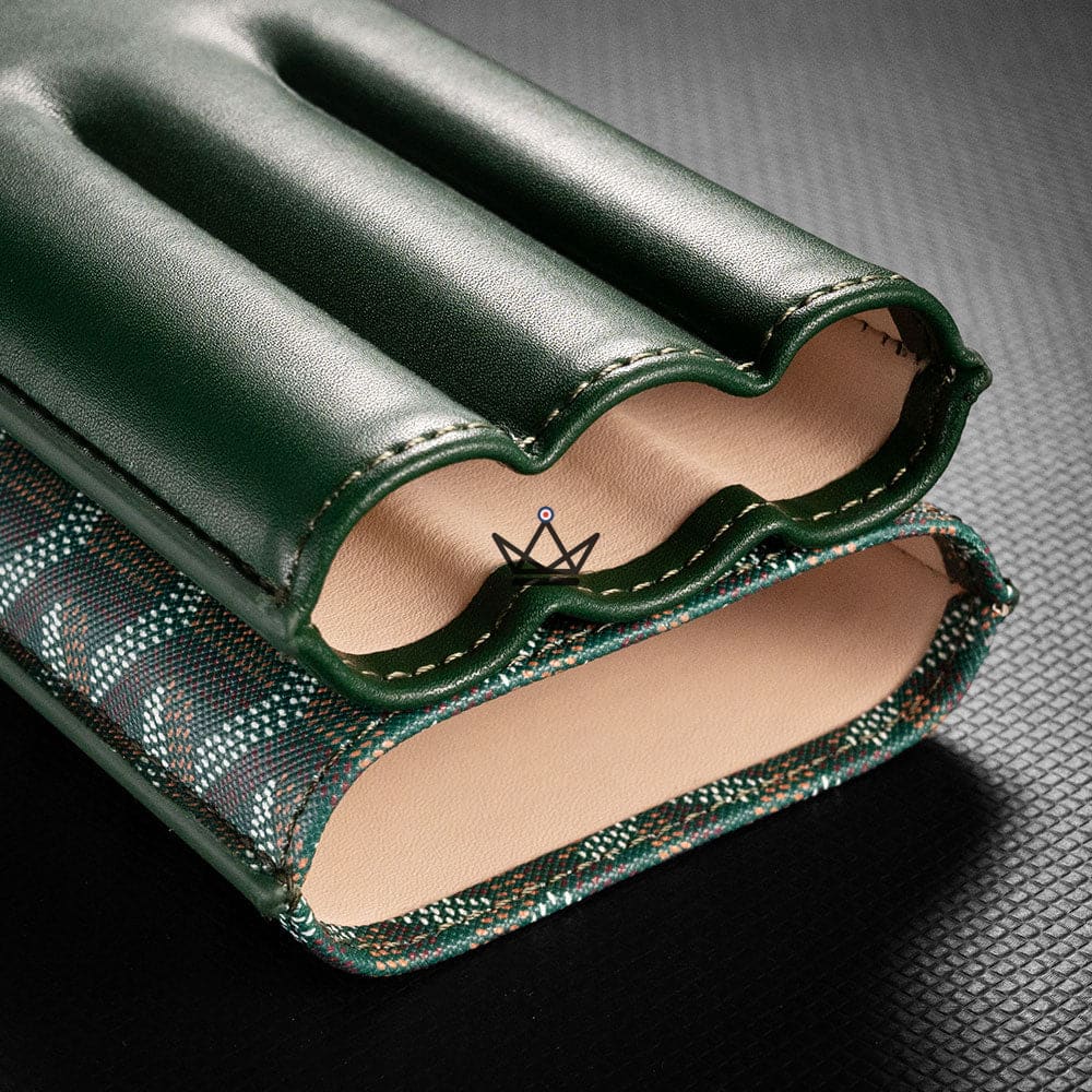 ALPINE Luxury Cigar Case — Soft Geometric Engraved Leather, 2 or 3 Cigars | Green · Black · Orange — view 10