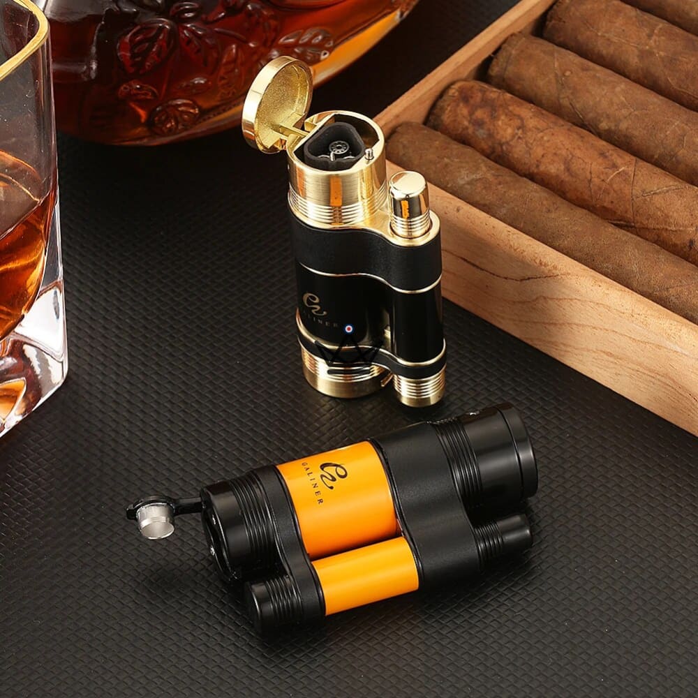 TOWER Torch Lighter — 3 Adjustable Torches, Built-in Punch | Collector's Box — Yellow