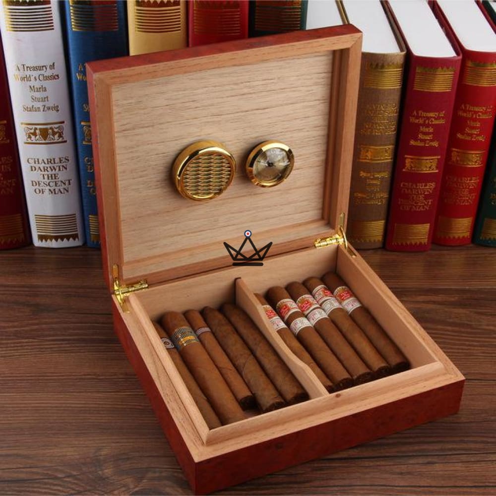 Humidor de cigarros con imán de madera: cedro español, higrómetro magnético | 20 cigarros Humidor de cigarros con imán de madera: cedro español, higrómetro magnético | 20 cigarros