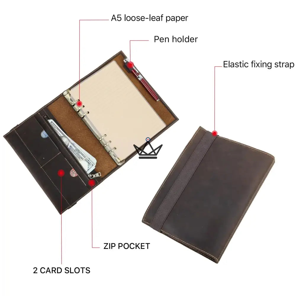 Personalisierbarer Notizbuch-Organizer aus Leder A5 – VOYAGEUR Winko – Ansicht 4