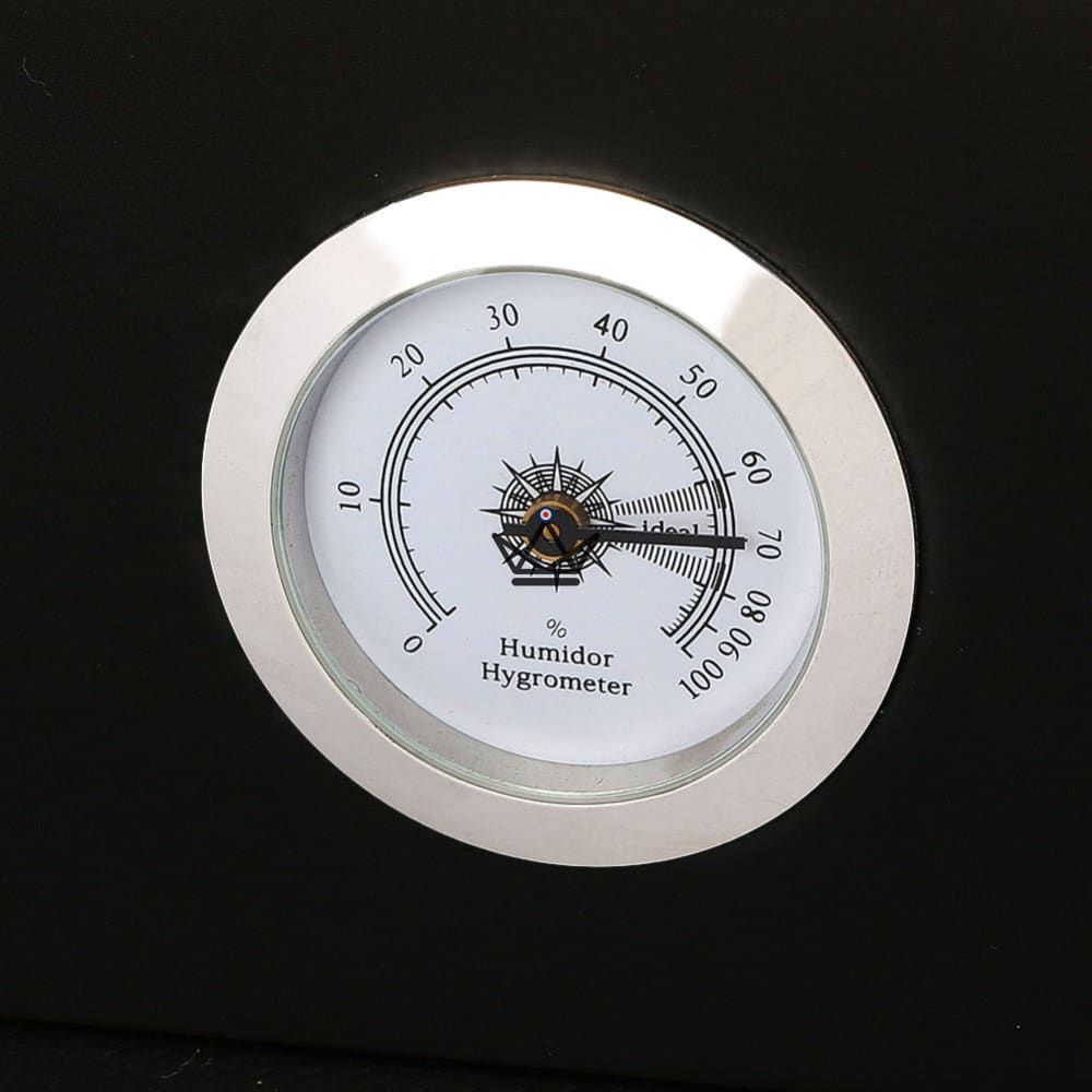 Zigarren-Set FIFTY LUNARIS — Zedernholz Humidor für 50 Zigarren, Zigarrenetui aus Rindsleder für 2 Zigarren, Aschenbecher, Zigarrenschneider, Hygrometer & Befeuchter – Ansicht 9