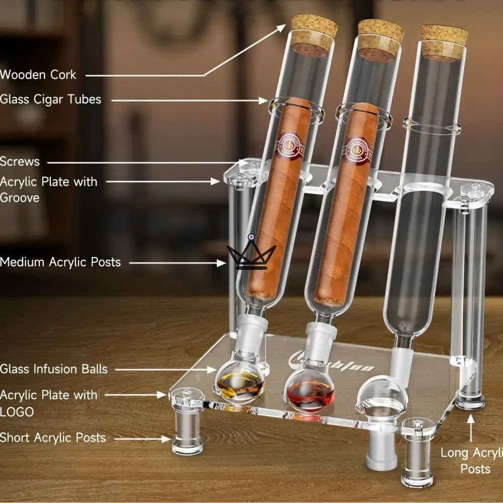 Zigarreninfuser 3 Tuben INFUSIO ALCHIMÍA — Borosilikatglas, austauschbare Fläschchen – Ansicht 4