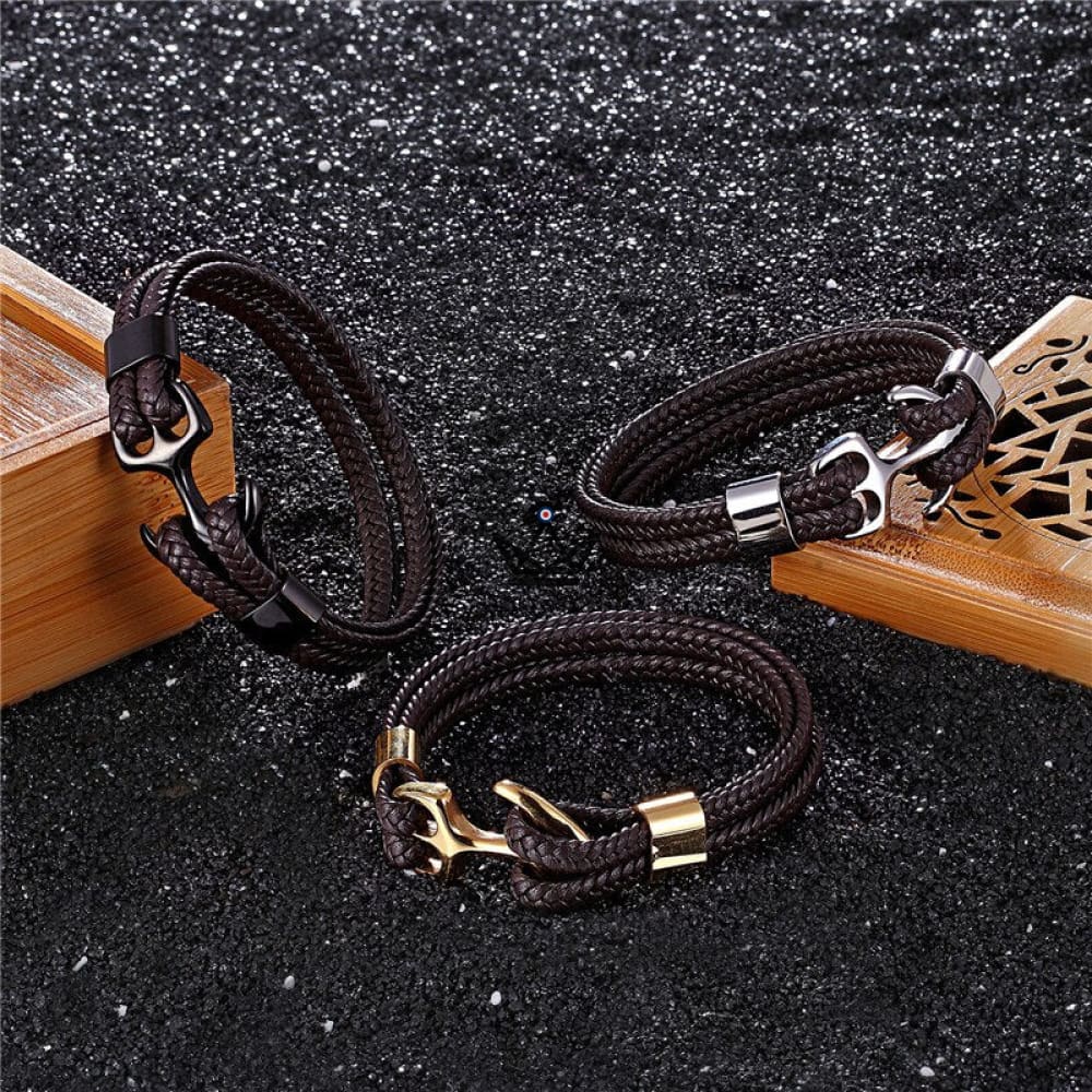 Neptune Twins Bracelet - Double Rope Anchor - 3 Finishes 3 Sizes — view 5
