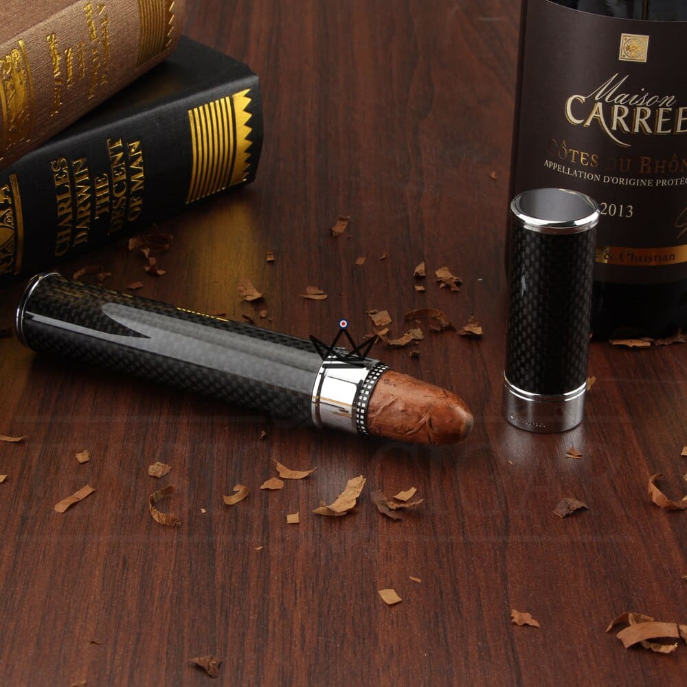 Aurora Carbonica Cigar Tube – Metal & Carbon Fiber, 1 Cigar, 18×2.5 cm — view 1