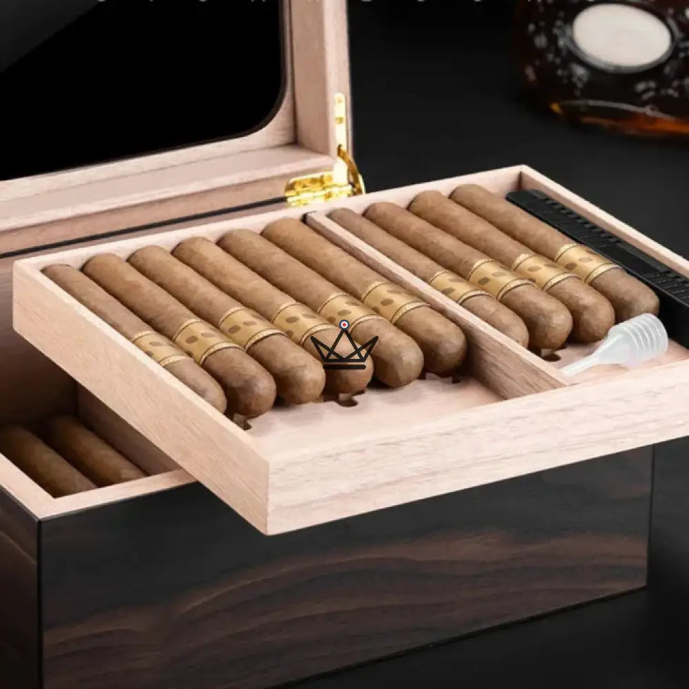 Elegancia Vision Humidor — Spanish Cedar, Glass Top, 55 Cigars, Digital Hygrometer, 4 Finishes — view 14