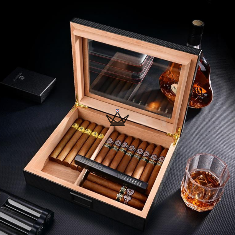 Zigarrenhumidor CARBON – Kohlefaser, spanische Zeder & Glas | 35 Zigarren – Ansicht 5