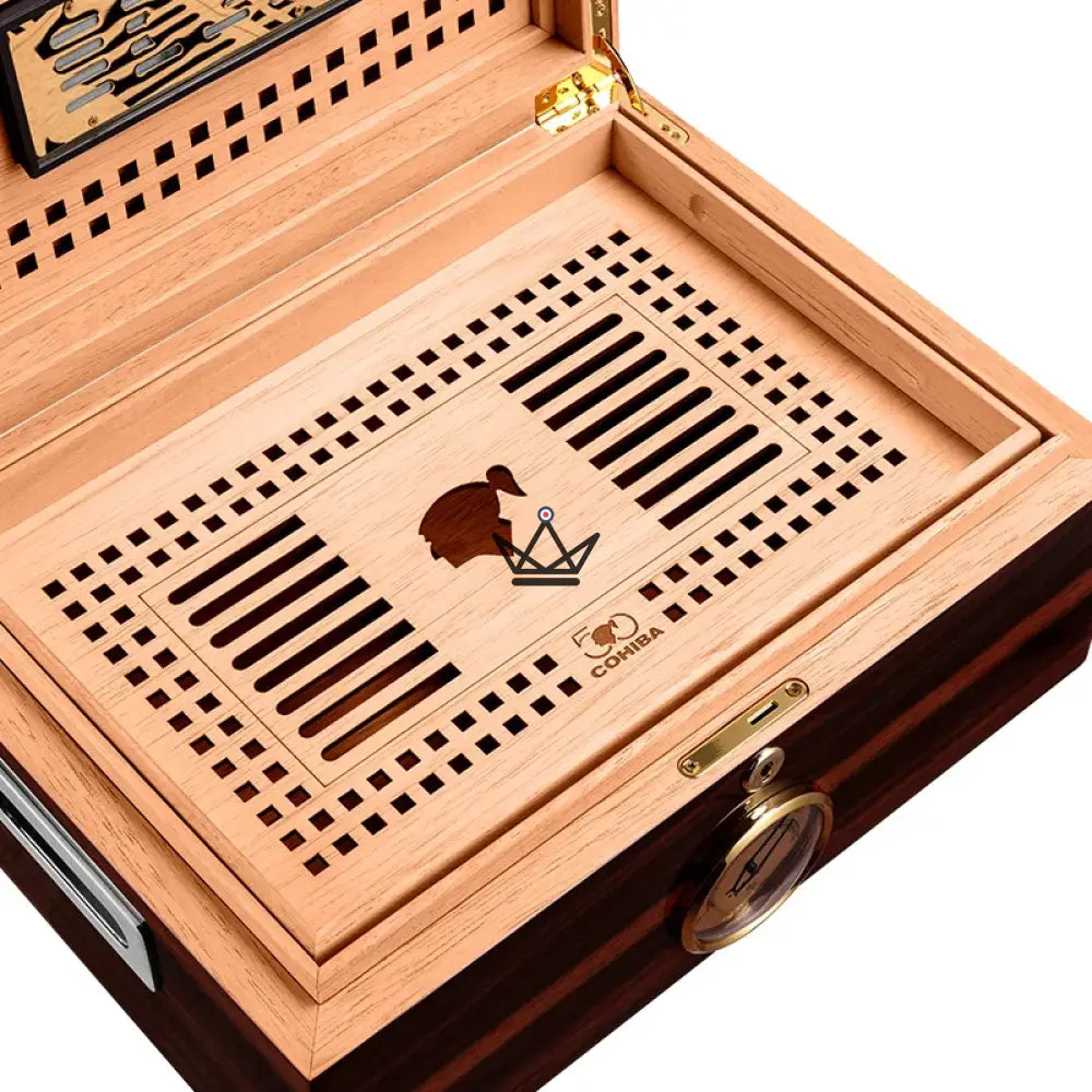 Zigarrenhumidor IVORY — spanische Zeder, elegantes Design, Hygrometer und Befeuchter – Ansicht 5