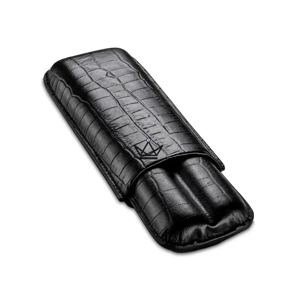 Cortez Dual Cigar Case — Genuine Leather, 2 Cigars, Black or Brown — view 3