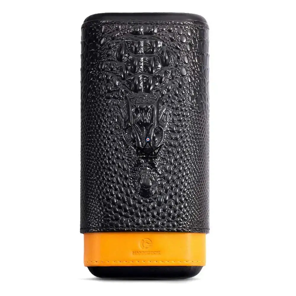 Estuche para cigarros WILD CEDAR: cuero de vaca y cedro, patrón de cocodrilo, 3 cigarros | Marrón · Negro Estuche para cigarros WILD CEDAR: cuero de vaca y cedro, patrón de cocodrilo, 3 cigarros | Marrón · Negro