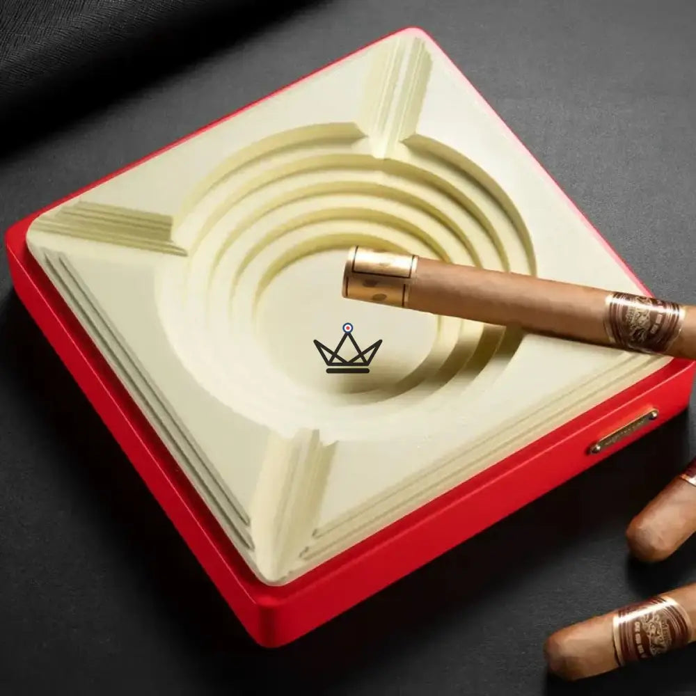 Ceramic Cigar Ashtray - Radiance Quadra Edition — White/Ruby