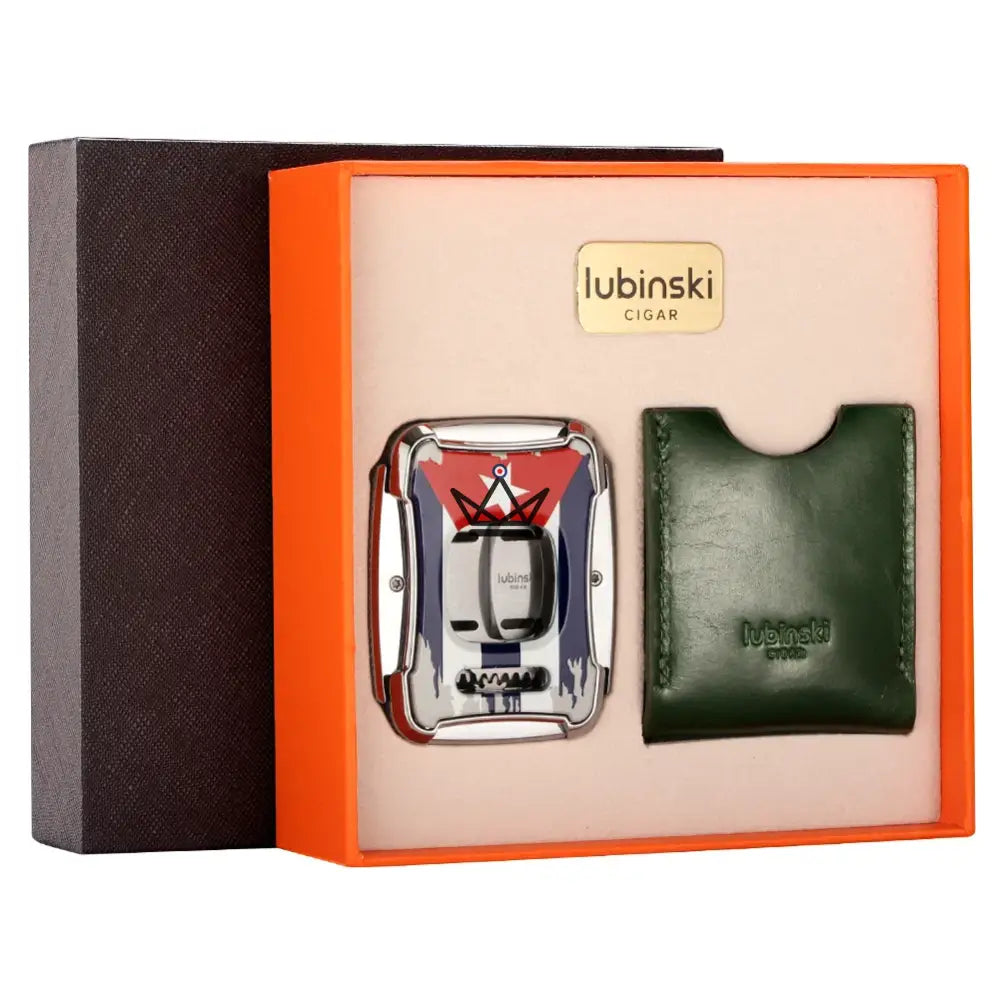 Coupe-cigare Maestro Édition — Double Lame Gravée Anneau 62, Libertad · Pharaon · Heritage | Étui Cuir Véritable Vert & Coffret Inclus — image 10