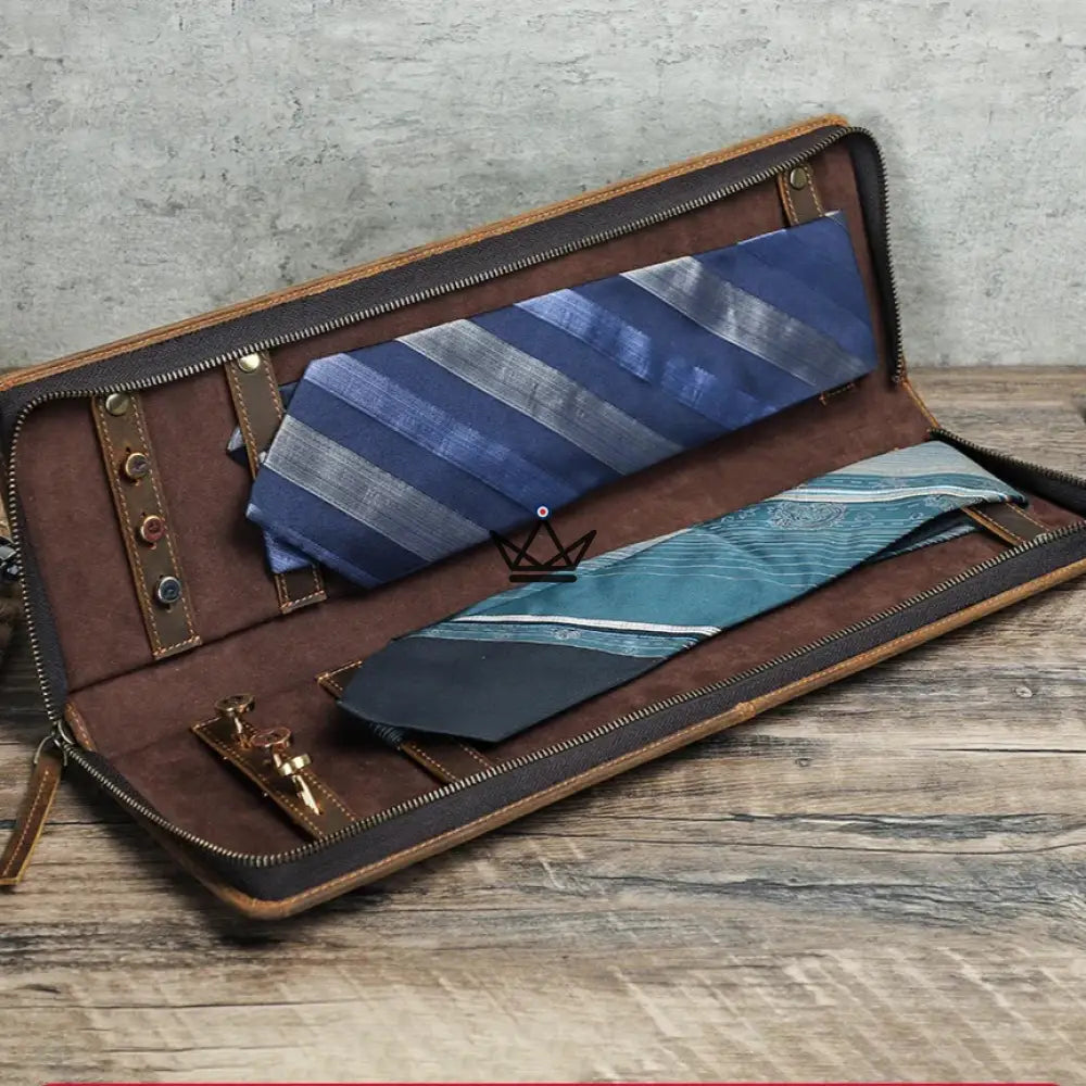Customizable leather tie case - Voyageur Windsor — view 1