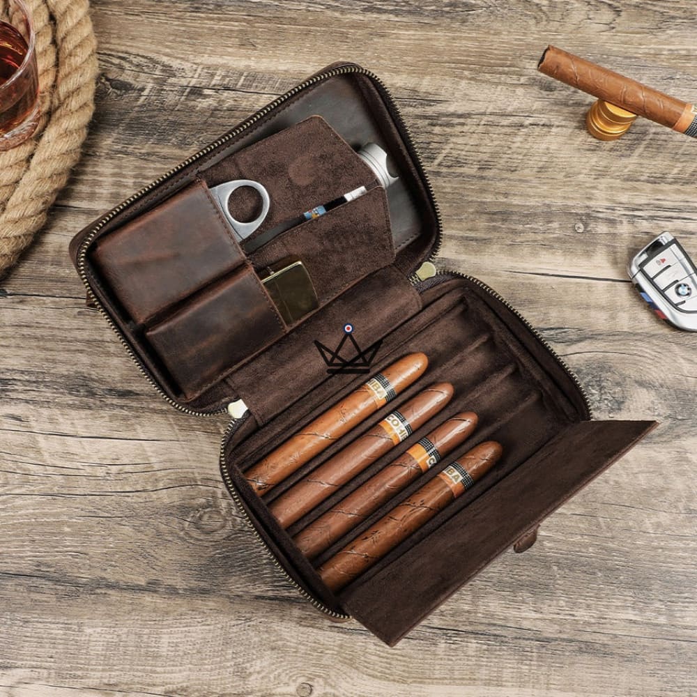 Anpassbares Zigarrenetui aus Leder – Voyageur Style