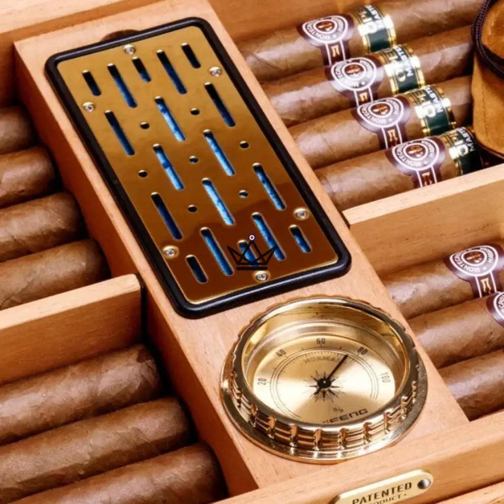 Majestatis Doublis Cigar Humidor — cedar, ~120 cigars, hygrometer & cedar humidifier, Sylva Aeterna or Linea Aurea — view 8