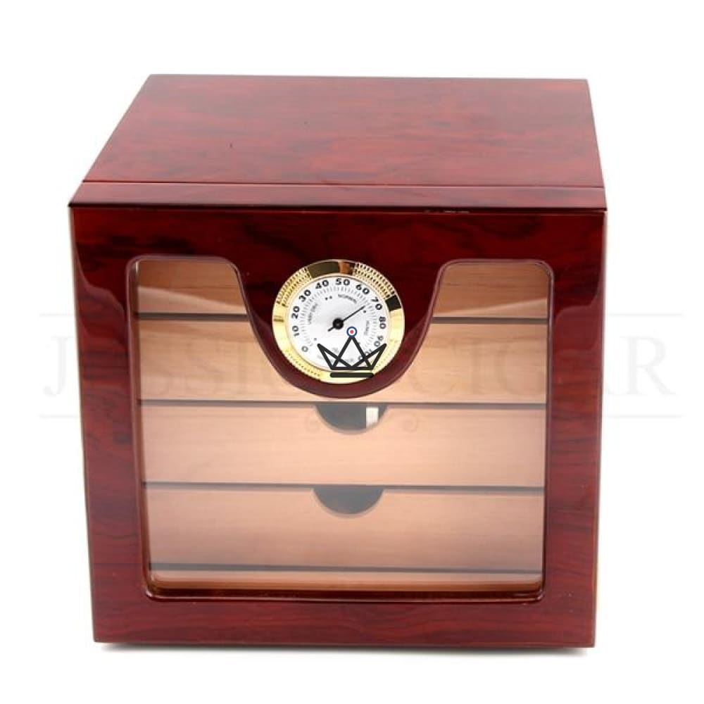J.Edgar Humidor — Spanish cedar, glass door, 4 drawers with dividers, front hygrometer, 80 cigars — view 2