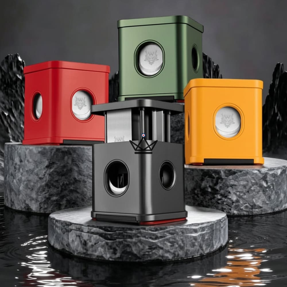 Dragon Town Cube Desktop Cigar Cutter — 3 Cuts — Anthracite
