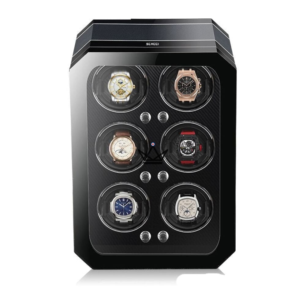 Uhrenbeweger HEXAGONE LUXE für Automatikuhren — Edelholz, Leder, 2 bis 6 Uhren, 5 Modi – Ansicht 7
