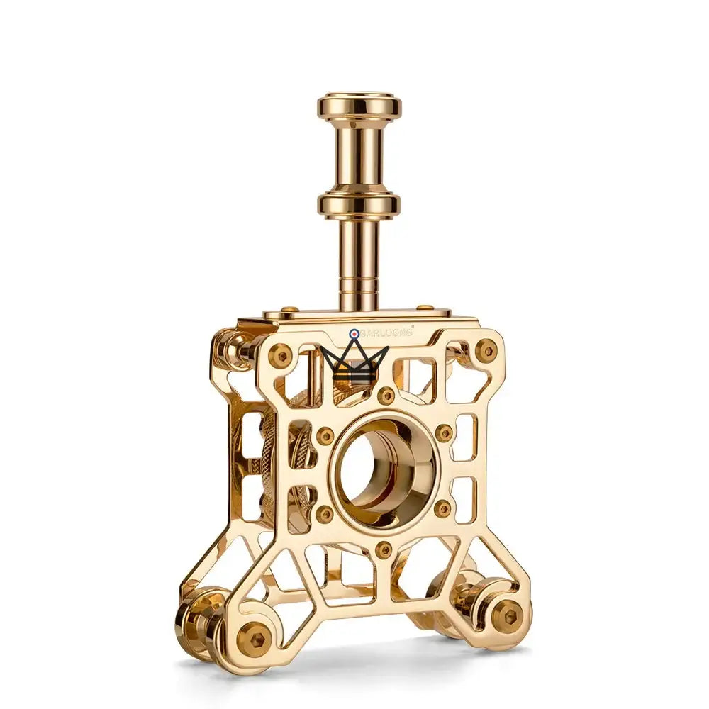 Machina Prestige Tisch-Zigarrenschneider – Massiver Edelstahl, Vertikaler Mechanismus, Ø 23 mm, Spiegelgold- & Eis-Chrom-Finish, Luxusetui – Ansicht 13
