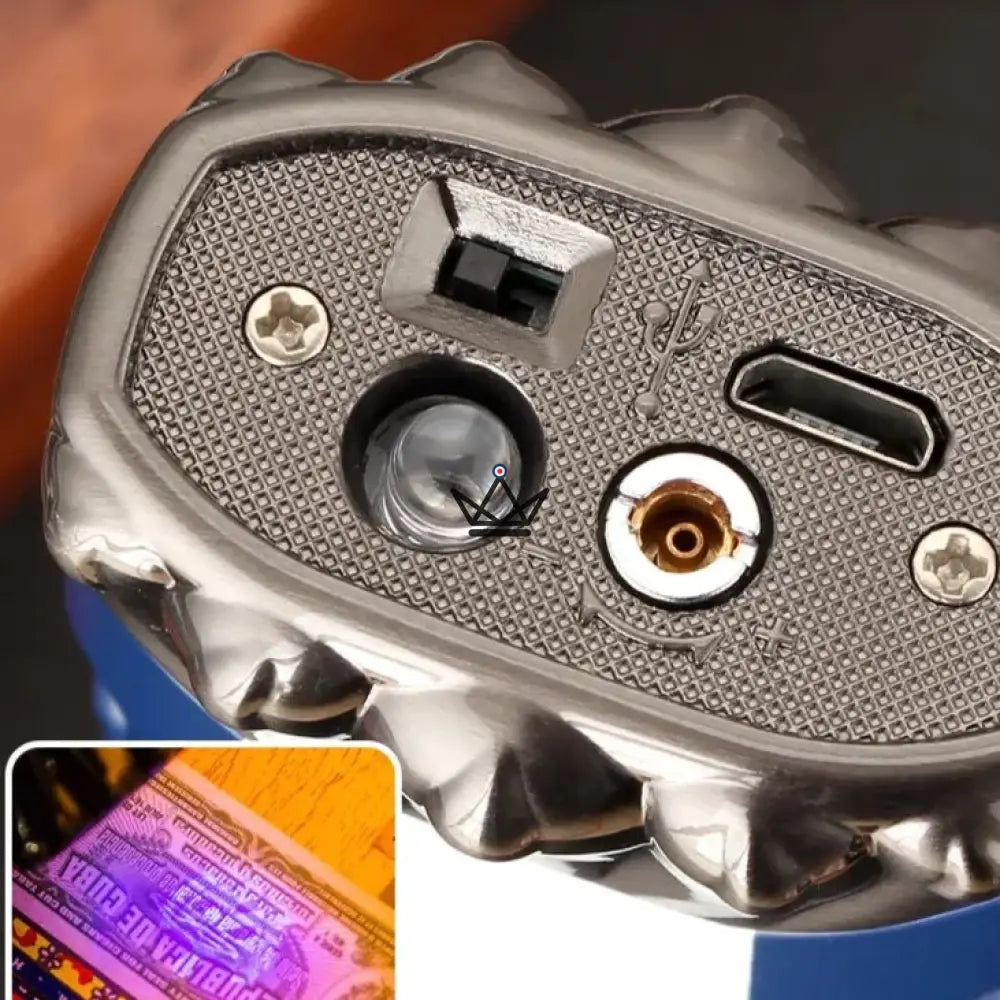 Zigarrenfeuerzeug MAESTRO EDITION — Jetflamme + USB-Lichtbogen, UV-LED, 3 Designs – Ansicht 10
