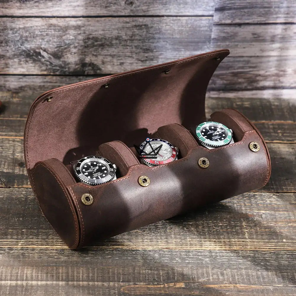 Customizable Leather Automatic Watch Travel Case - Voyageur TimeGuardian — view 10