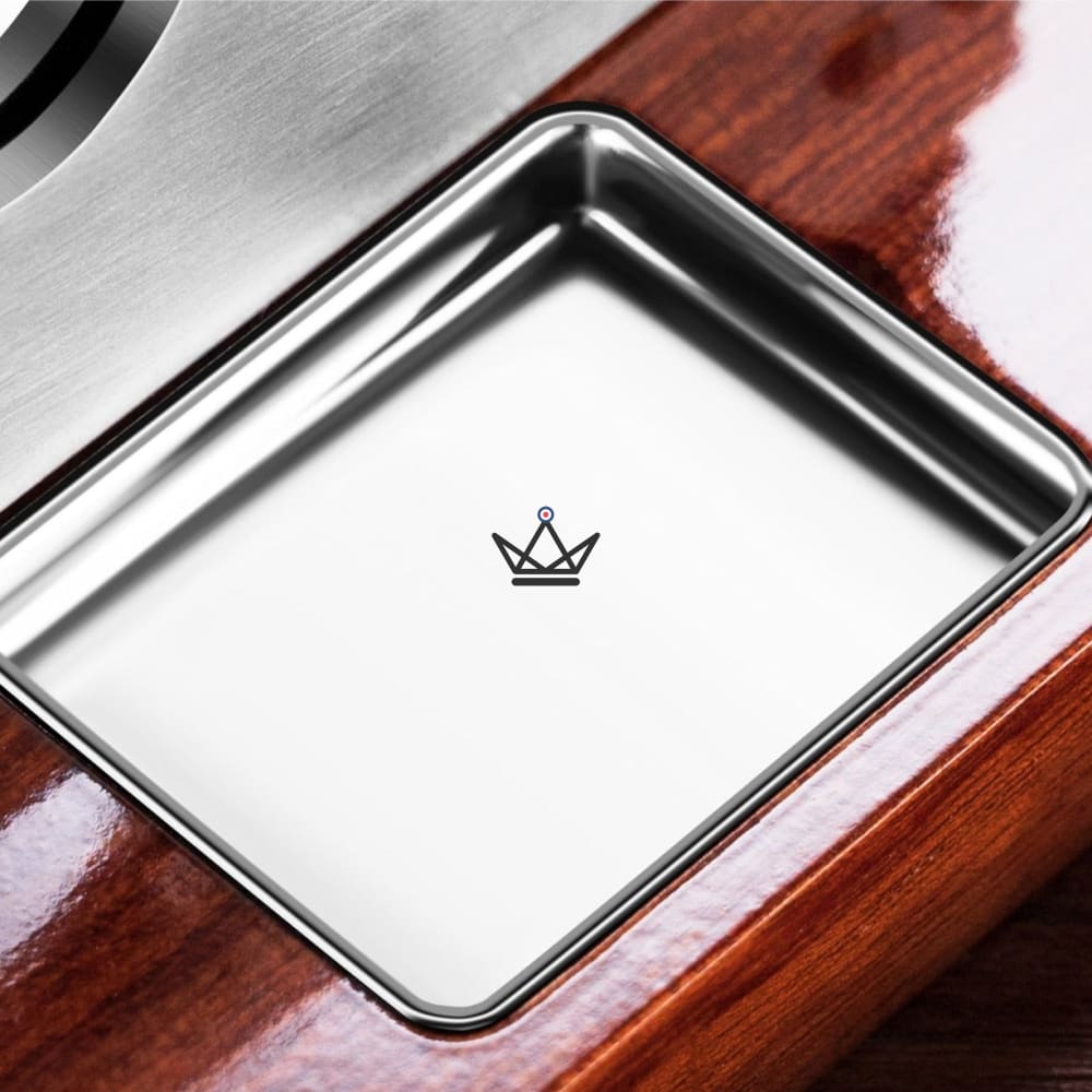 Desktop Cigar Cutter HELIX Loop — Solid Wood & Stainless Steel Lever Cutter | Integrated Catch Tray — view 3