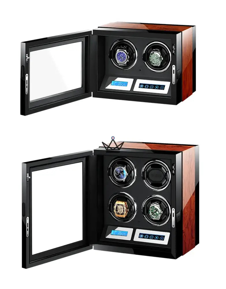 Automatic Watch Winder WINDER LUX — Wood & Glass, 2 to 12 Watches, LCD, Anti-Magnetic — view 11