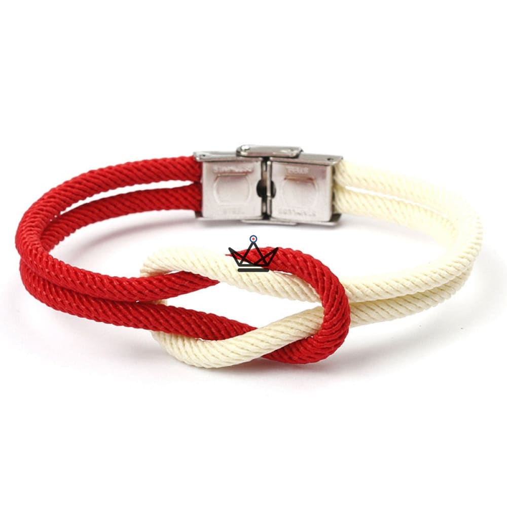 Nautilus Bracelet - Two-Tone Marine Knot & Clip - Ideal for Couples — Red White