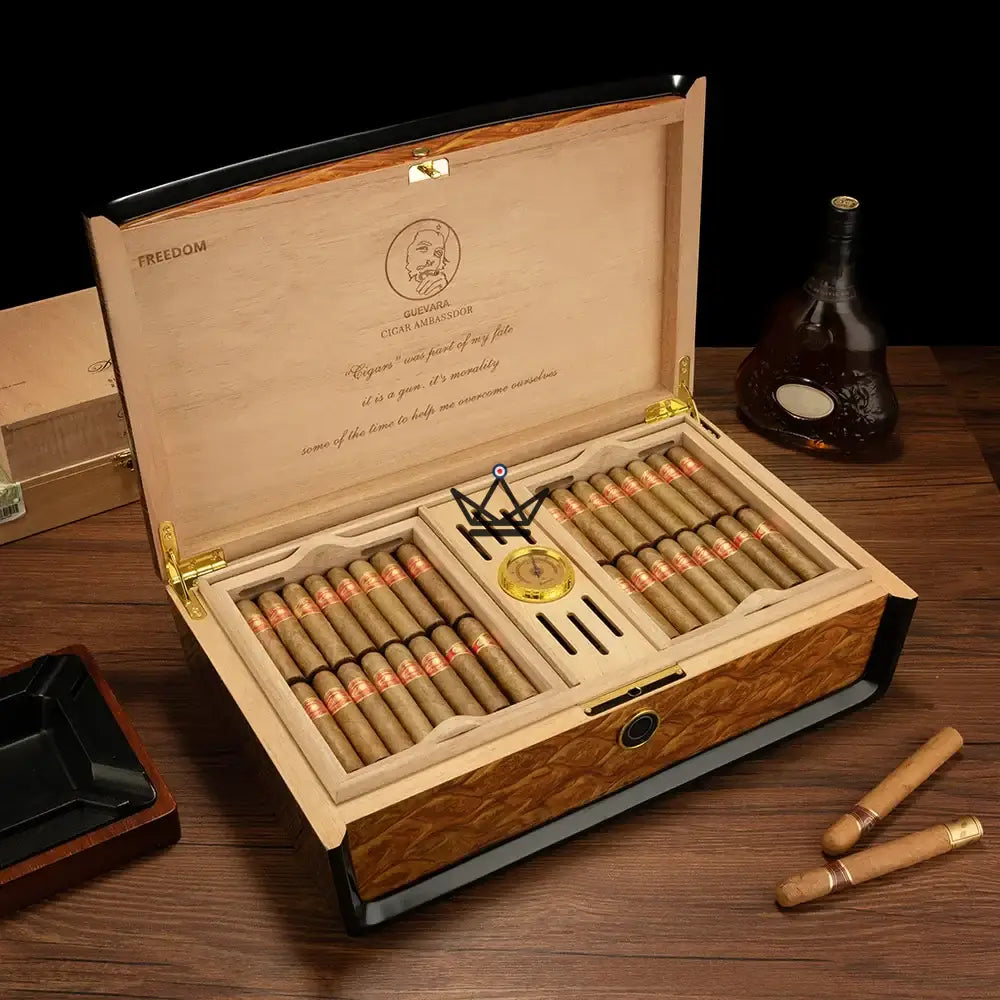 GUEVARA ELEGANCE Cigar Humidor — Fingerprint, Spanish Cedar, High Security — view 1