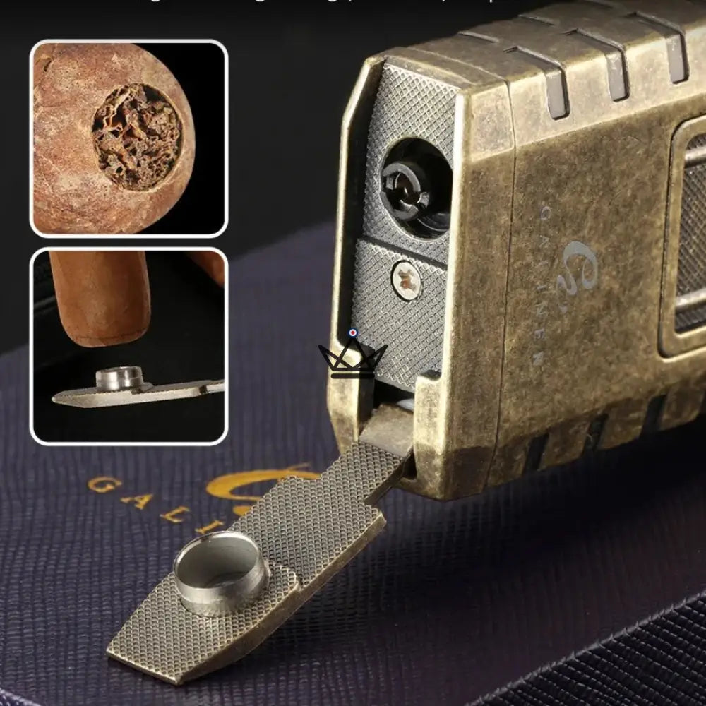 Prestige Heritage Edition Pack — Triple Torch Blue Flame Lighter & 24mm Double Blade Guillotine Cutter | Eternal Silver · Vintage Gold · Original Grey · Collector's Box Included — view 8