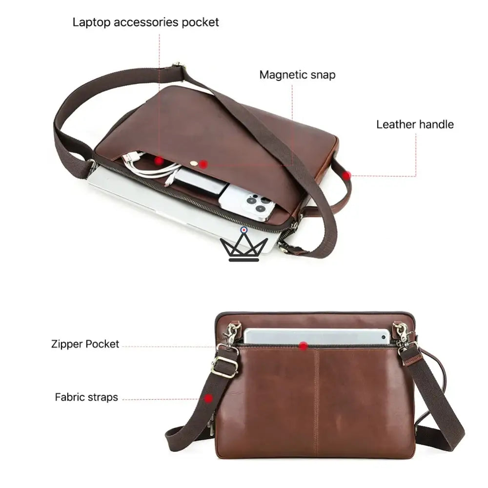 Customizable Leather MacBook Sleeve 13" to 14" - COURIER Traveler — view 7