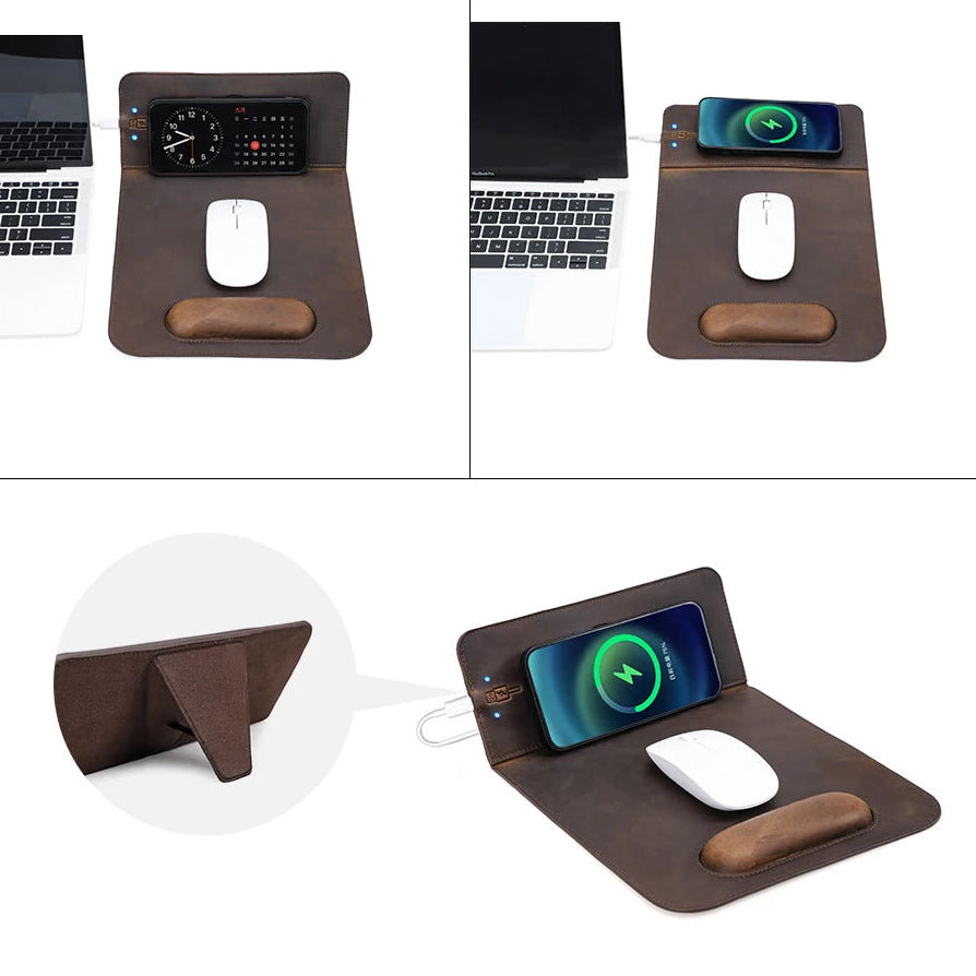 Customizable Leather Mousepad with Wireless Charger - Voyageur Magellan — view 9