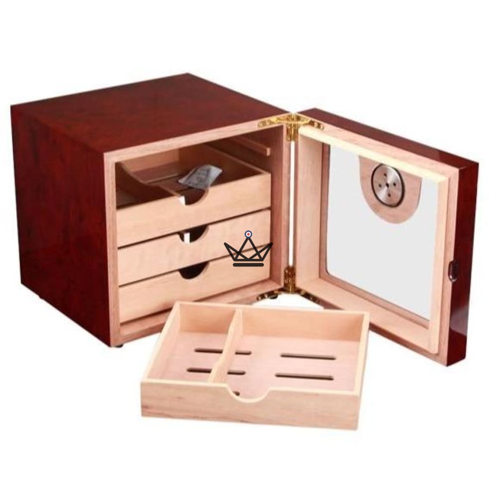 J.Edgar Humidor — Spanish cedar, glass door, 4 drawers with dividers, front hygrometer, 80 cigars — view 3