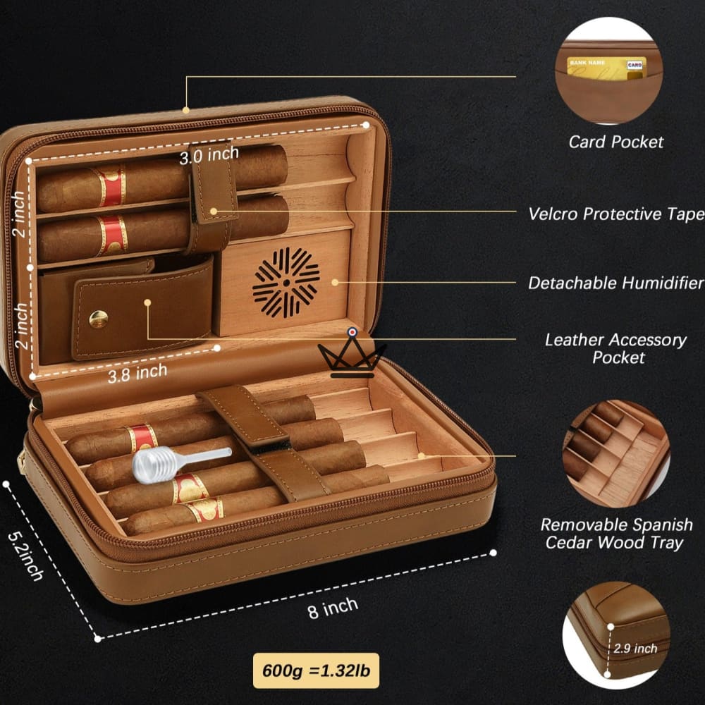 Reise-Humidor-Set aus Leder + Feuerzeug – TISFA-STIL – Ansicht 9