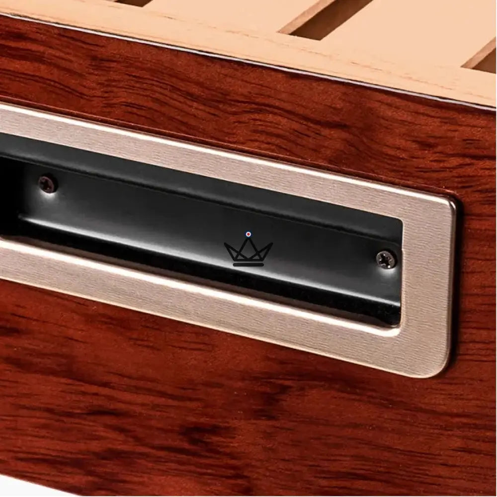 Aura Cedar Humidor — rosewood & abalone, 100 cigars, adjustable cedar dividers, gold lock — view 7