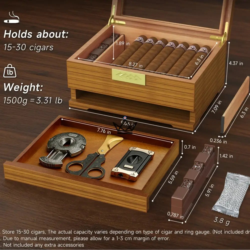 Zigarrenhumidor Horizon Edition — Zedernholz, Sichtfenster, Schublade, Onyx oder Natur – Ansicht 8