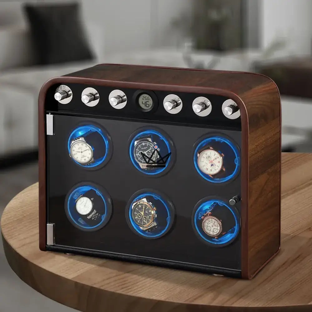 Automatic Watch Winder RETROWIND LUXE — Luxury Wood, Retro Design, Multi-Mode — 6 Slots